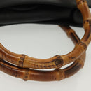 GUCCI Bamboo Hand Bag Suede Black Gold 002 1186 0260 Auth ep10379-7