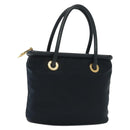 CELINE Hand Bag Nylon Navy Gold Auth ep10381-1