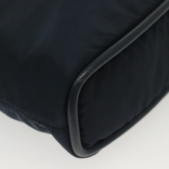 CELINE Hand Bag Nylon Navy Gold Auth ep10381