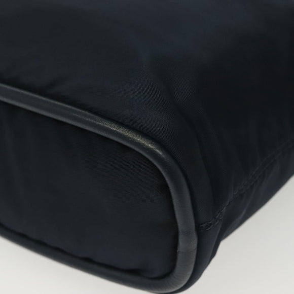 CELINE Hand Bag Nylon Navy Gold Auth ep10381