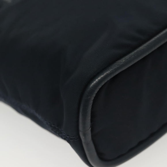 CELINE Hand Bag Nylon Navy Gold Auth ep10381