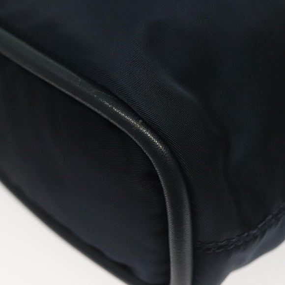 CELINE Hand Bag Nylon Navy Gold Auth ep10381