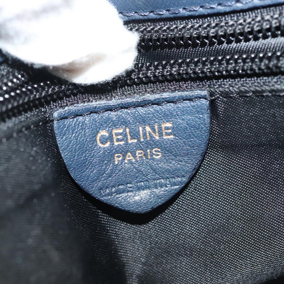 CELINE Hand Bag Nylon Navy Gold Auth ep10381