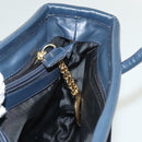 CELINE Hand Bag Nylon Navy Gold Auth ep10381-20