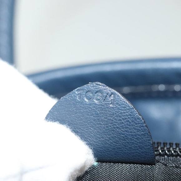 CELINE Hand Bag Nylon Navy Gold Auth ep10381