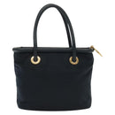 CELINE Hand Bag Nylon Navy Gold Auth ep10381-2