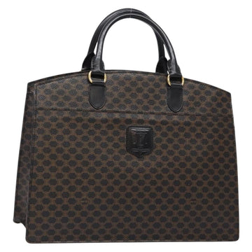 CELINE Macadam Canvas Hand Bag PVC Leather Black Gold Auth ep10383