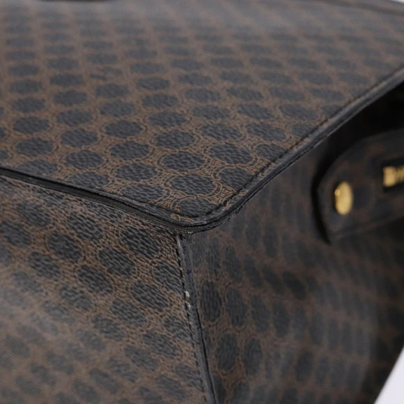 CELINE Macadam Canvas Hand Bag PVC Leather Black Gold Auth ep10383