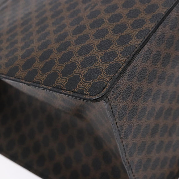 CELINE Macadam Canvas Hand Bag PVC Leather Black Gold Auth ep10383