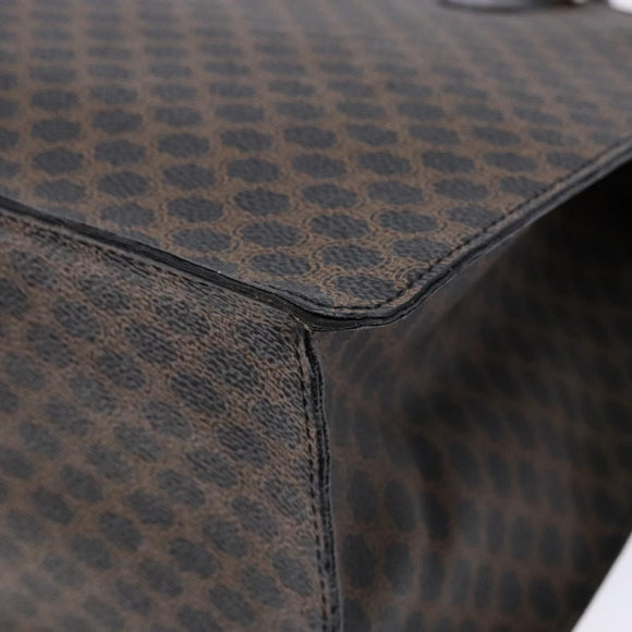 CELINE Macadam Canvas Hand Bag PVC Leather Black Gold Auth ep10383