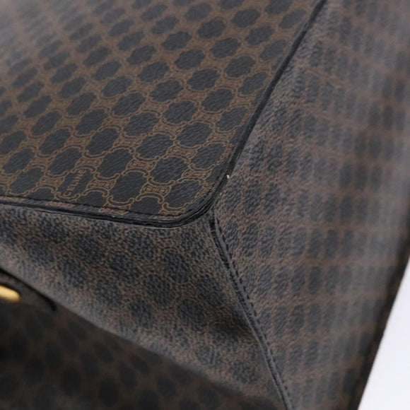 CELINE Macadam Canvas Hand Bag PVC Leather Black Gold Auth ep10383