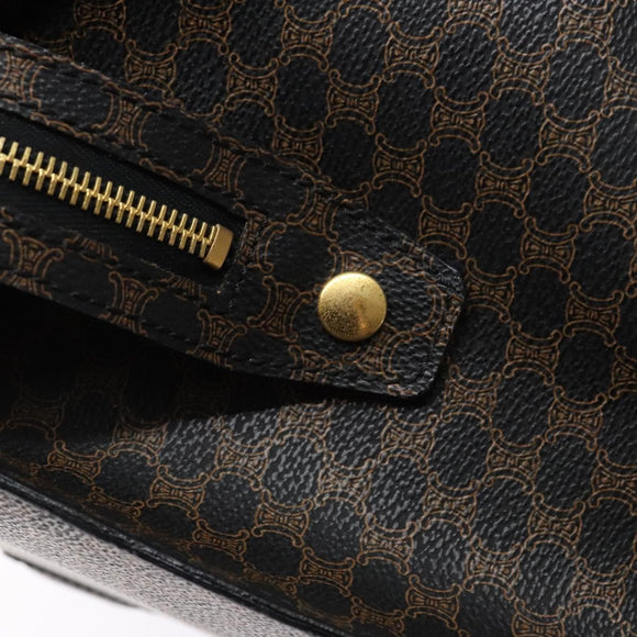CELINE Macadam Canvas Hand Bag PVC Leather Black Gold Auth ep10383