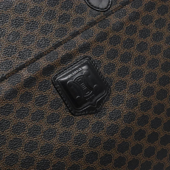 CELINE Macadam Canvas Hand Bag PVC Leather Black Gold Auth ep10383