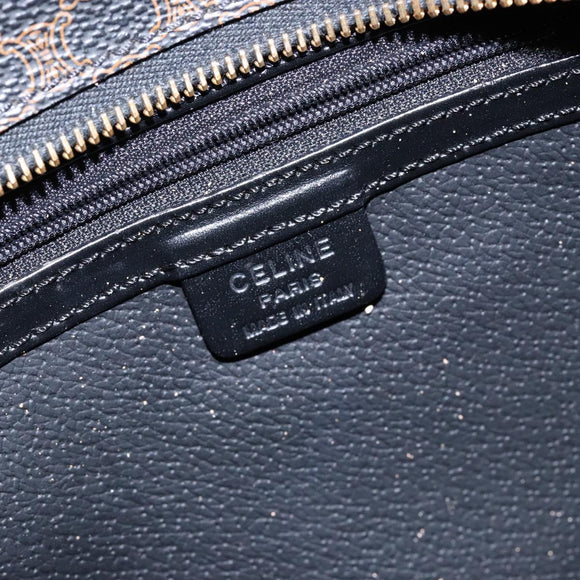 CELINE Macadam Canvas Hand Bag PVC Leather Black Gold Auth ep10383