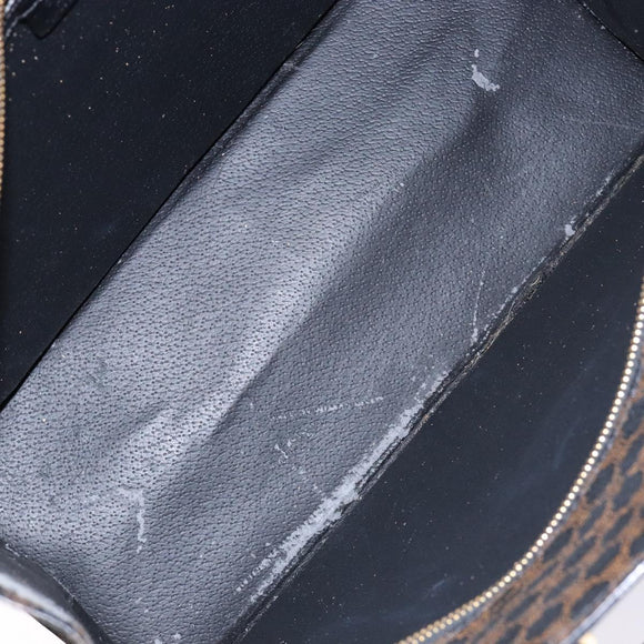 CELINE Macadam Canvas Hand Bag PVC Leather Black Gold Auth ep10383