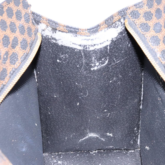 CELINE Macadam Canvas Hand Bag PVC Leather Black Gold Auth ep10383