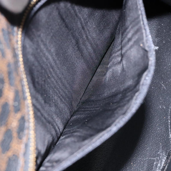 CELINE Macadam Canvas Hand Bag PVC Leather Black Gold Auth ep10383