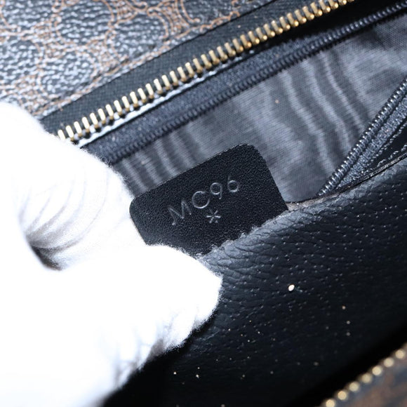 CELINE Macadam Canvas Hand Bag PVC Leather Black Gold Auth ep10383