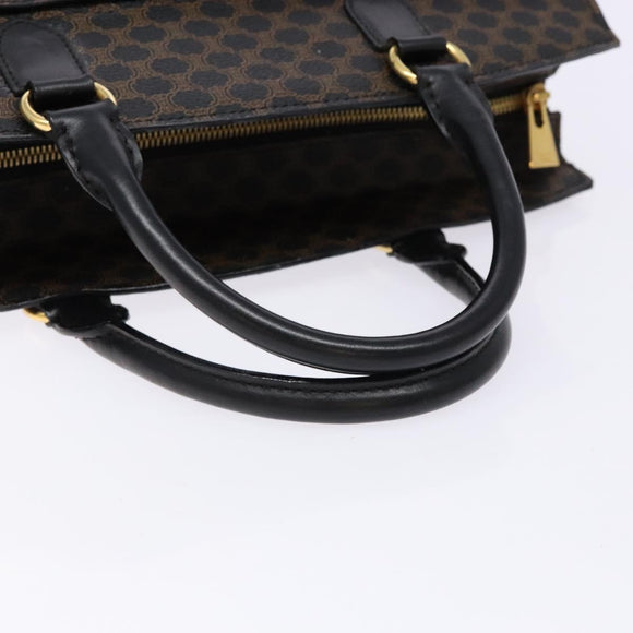CELINE Macadam Canvas Hand Bag PVC Leather Black Gold Auth ep10383