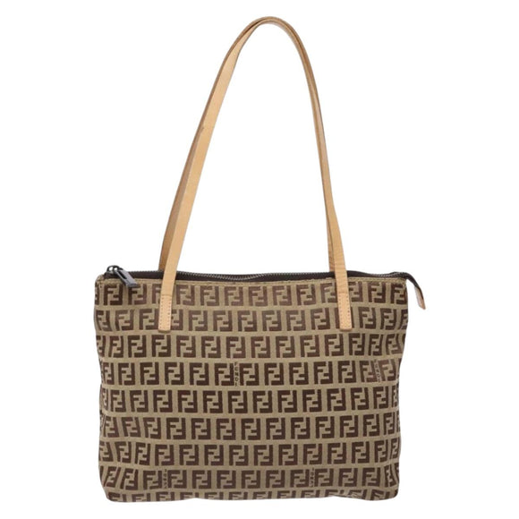 FENDI Zucchino Canvas Hand Bag Beige Auth ep10385