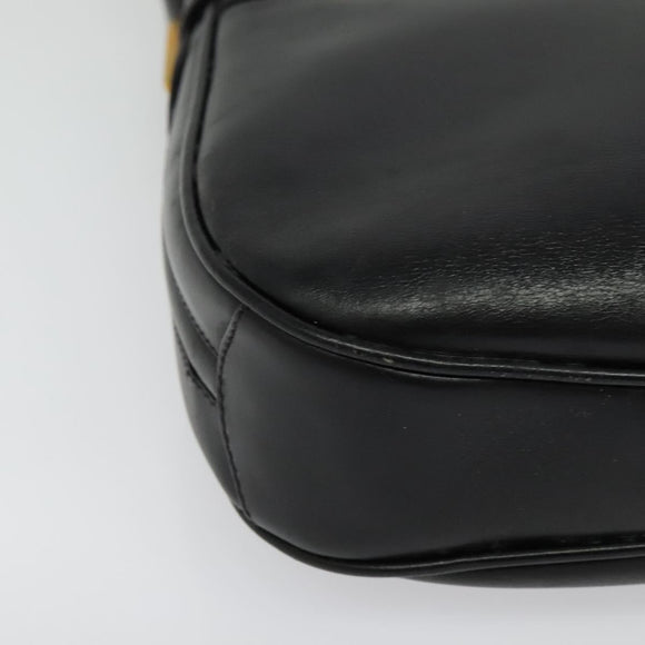 GUCCI Web Sherry Line Shoulder Bag Leather Black Gold 001 406 0552 Auth ep10387