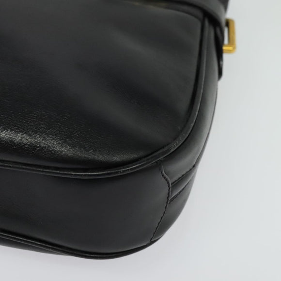 GUCCI Web Sherry Line Shoulder Bag Leather Black Gold 001 406 0552 Auth ep10387