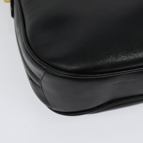 GUCCI Web Sherry Line Shoulder Bag Leather Black Gold 001 406 0552 Auth ep10387