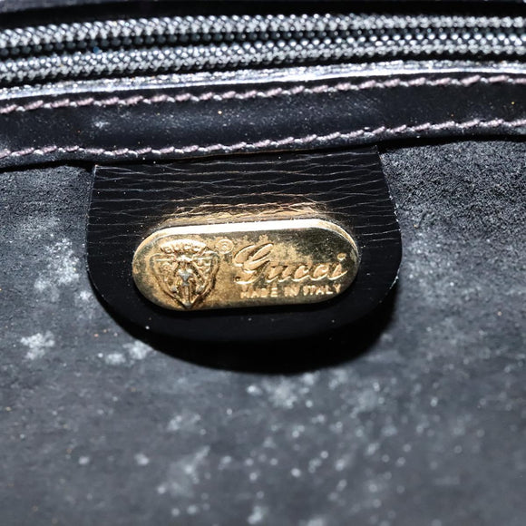 GUCCI Web Sherry Line Shoulder Bag Leather Black Gold 001 406 0552 Auth ep10387