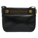 GUCCI Web Sherry Line Shoulder Bag Leather Black Gold 001 406 0552 Auth ep10387-13