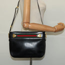 GUCCI Web Sherry Line Shoulder Bag Leather Black Gold 001 406 0552 Auth ep10387-20