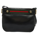 GUCCI Web Sherry Line Shoulder Bag Leather Black Gold 001 406 0552 Auth ep10387-2