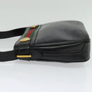 GUCCI Web Sherry Line Shoulder Bag Leather Black Gold 001 406 0552 Auth ep10387-3