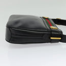 GUCCI Web Sherry Line Shoulder Bag Leather Black Gold 001 406 0552 Auth ep10387-4