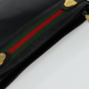 GUCCI Web Sherry Line Shoulder Bag Leather Black Gold 001 406 0552 Auth ep10387-6