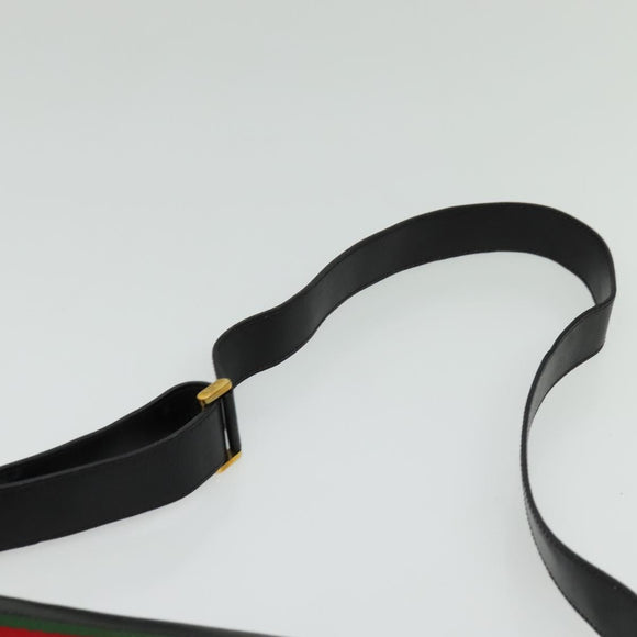 GUCCI Web Sherry Line Shoulder Bag Leather Black Gold 001 406 0552 Auth ep10387