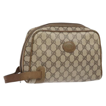 GUCCI GG Supreme Clutch Bag PVC Beige Auth ep10390
