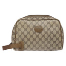 GUCCI GG Supreme Clutch Bag PVC Beige Auth ep10390-2