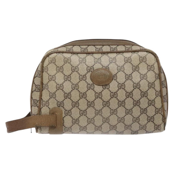 GUCCI GG Supreme Clutch Bag PVC Beige Auth ep10390