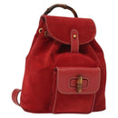 GUCCI Bamboo Backpack Suede Red Gold 003 1705 0030 Auth ep10393-1