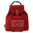 GUCCI Bamboo Backpack Suede Red Gold 003 1705 0030 Auth ep10393-2