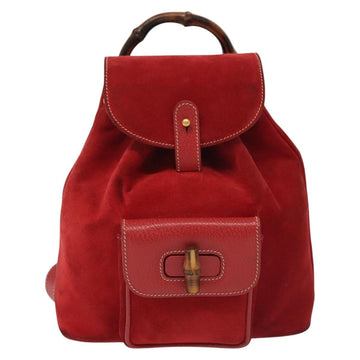 GUCCI Bamboo Backpack Suede Red Gold 003 1705 0030 Auth ep10393 - 0