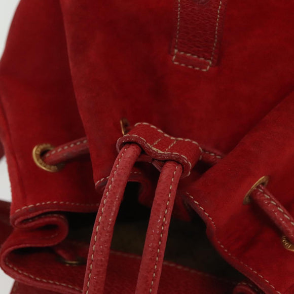 GUCCI Bamboo Backpack Suede Red Gold 003 1705 0030 Auth ep10393