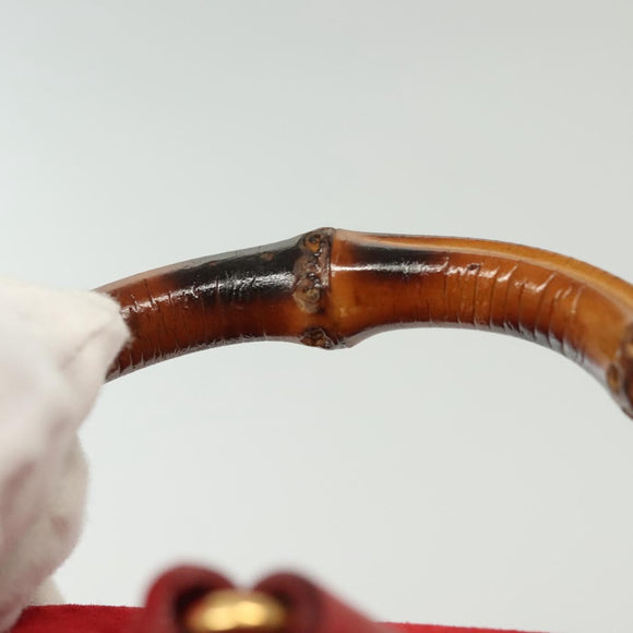 GUCCI Bamboo Backpack Suede Red Gold 003 1705 0030 Auth ep10393