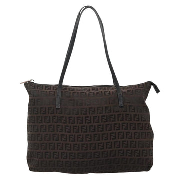 FENDI Zucchino Canvas Tote Bag Dark Brown Auth ep10394 - 0