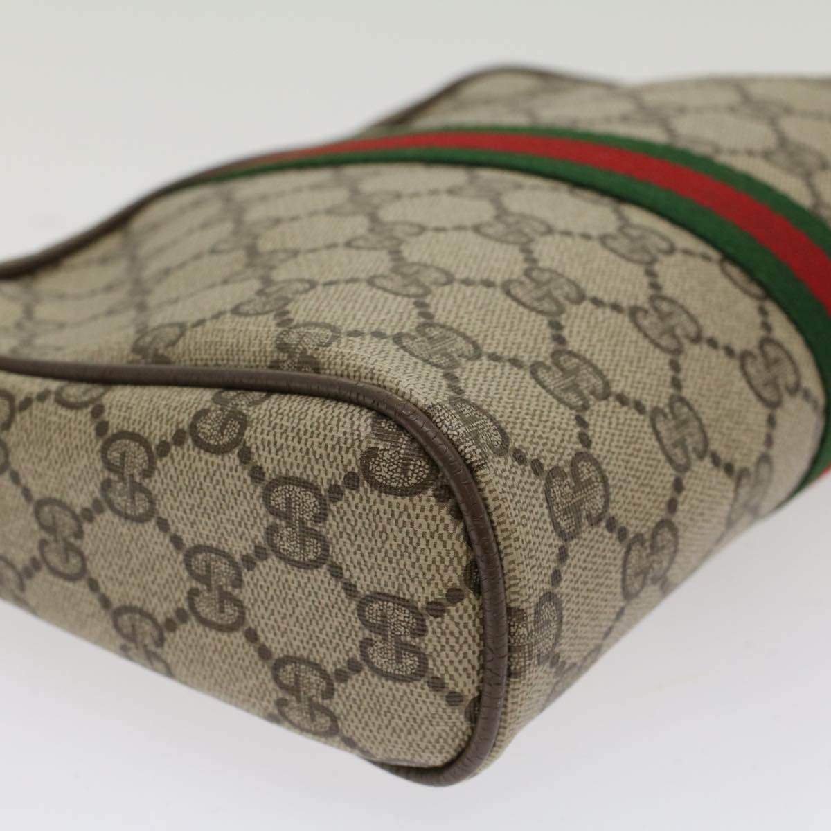 GUCCI GG Canvas Web Sherry Line Clutch Bag Beige Red Green 89.01.012 Auth ep1040