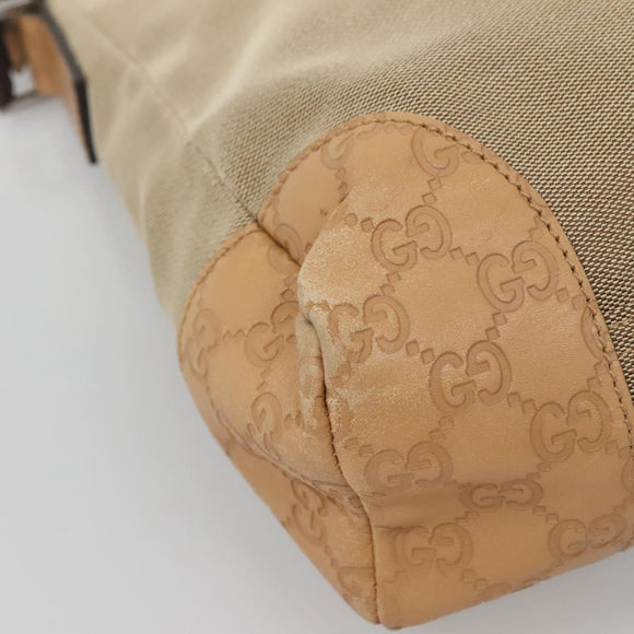 GUCCI Guccissima Shoulder Bag Canvas Beige Silver 257301 Auth ep10403
