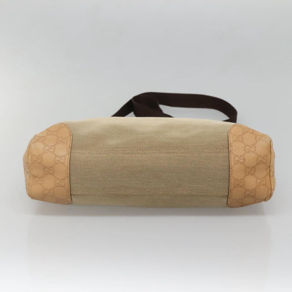 GUCCI Guccissima Shoulder Bag Canvas Beige Silver 257301 Auth ep10403