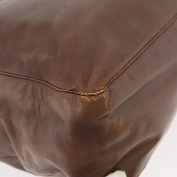 PRADA Chain Tote Bag Leather Brown Auth ep10406