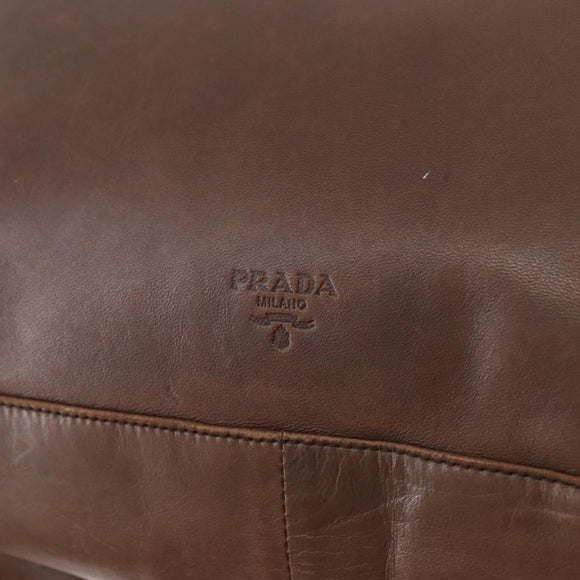 PRADA Chain Tote Bag Leather Brown Auth ep10406