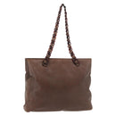 PRADA Chain Tote Bag Leather Brown Auth ep10406-1